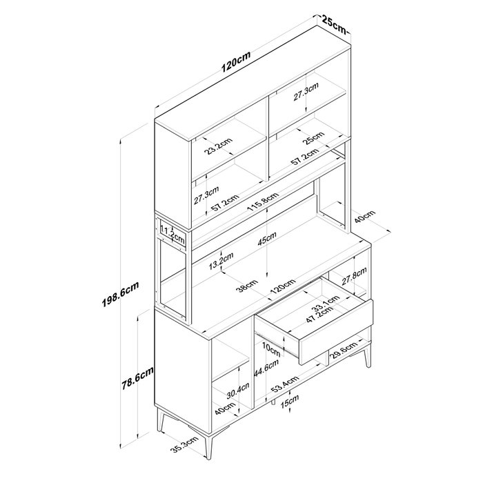 Hanah Home Armario Multiusos Blanco 120x198,6x40 cm